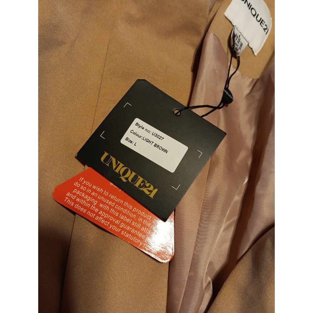 Unique21 Women L 10-12 Elegant Lt Brown Blazer Dress Party Cocktail Office Siren - Picture 8 of 10